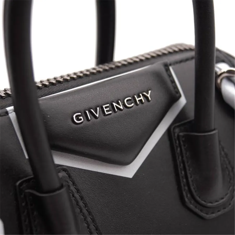 Givenchy Mini Antigona Woven Chain Satchel Black Leather Shoulder Bag