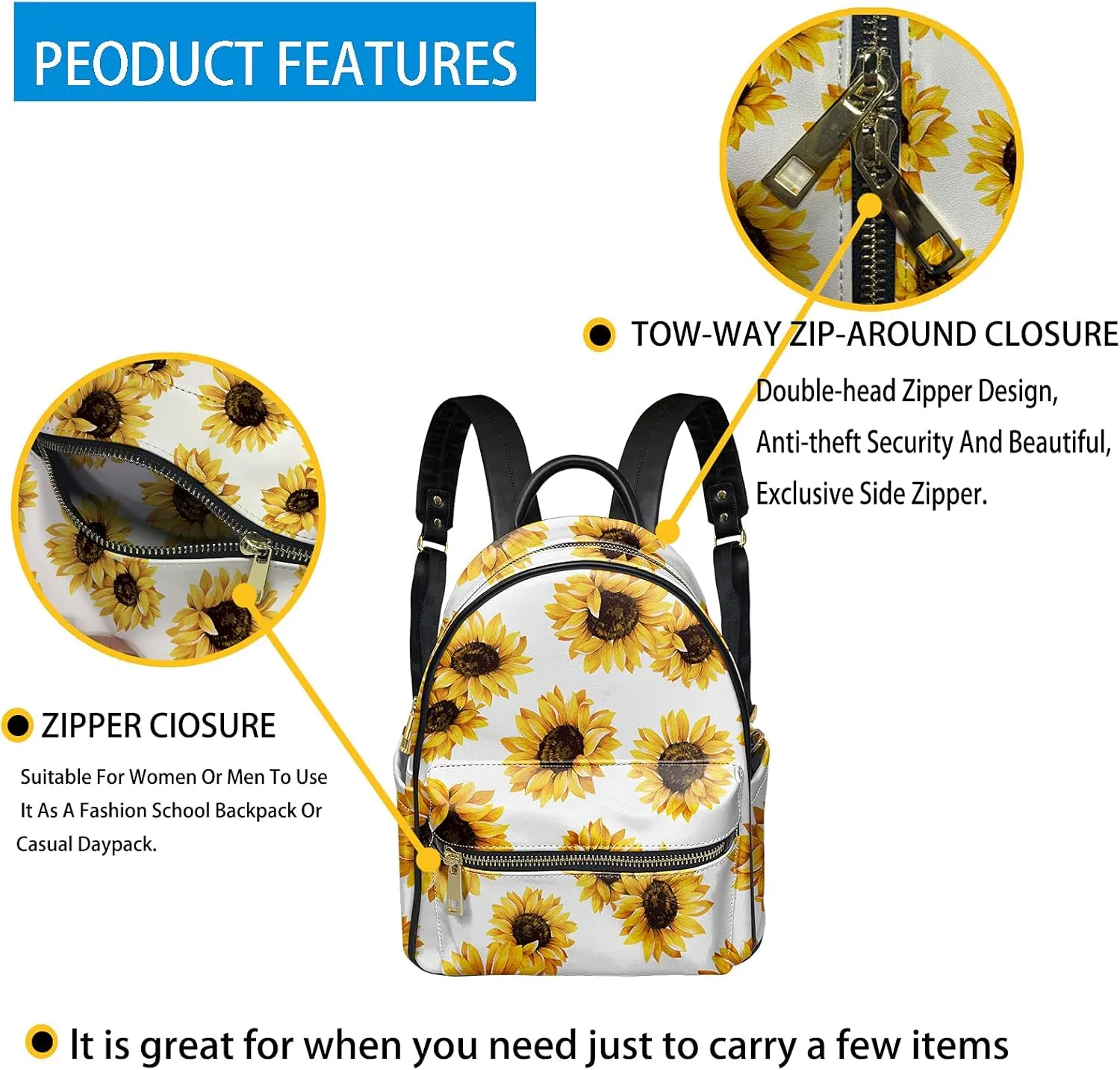 GLENLCWE Colorful Palm Tree Backpack Purse for Women,Zipper Leather Small Backpack Casual Daypack lightweight