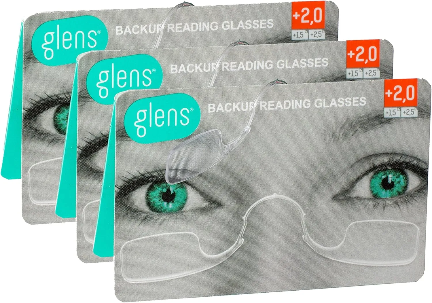 glens Unisex Armless Reading Glasses - 3 Readers in  2.0 Classic Pack- Emergency Lightweight Pocket Ultra Thin Readers - Reading Glasses Men & Women - 4 Colors 4 Diopters Available