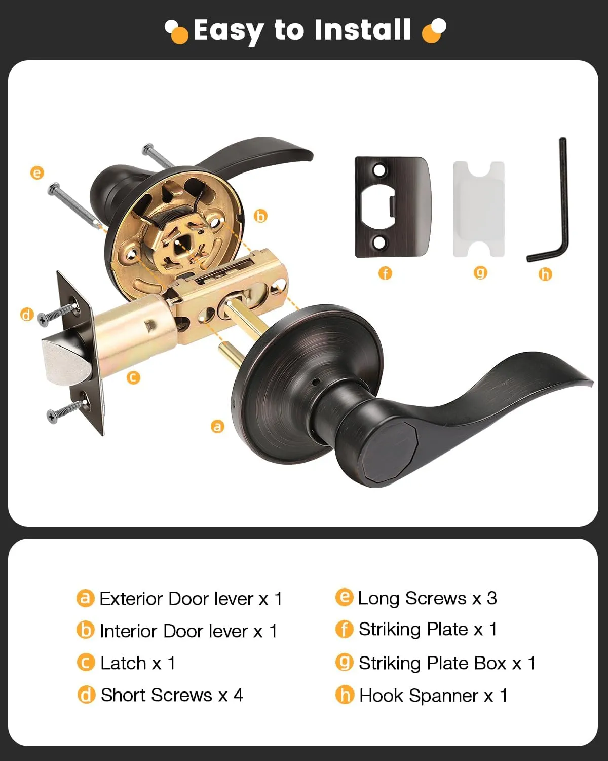 Gobrico Hall/Closet Levers in Oil Rubbed Bronze Finish - Passage Handles - 5 Pack