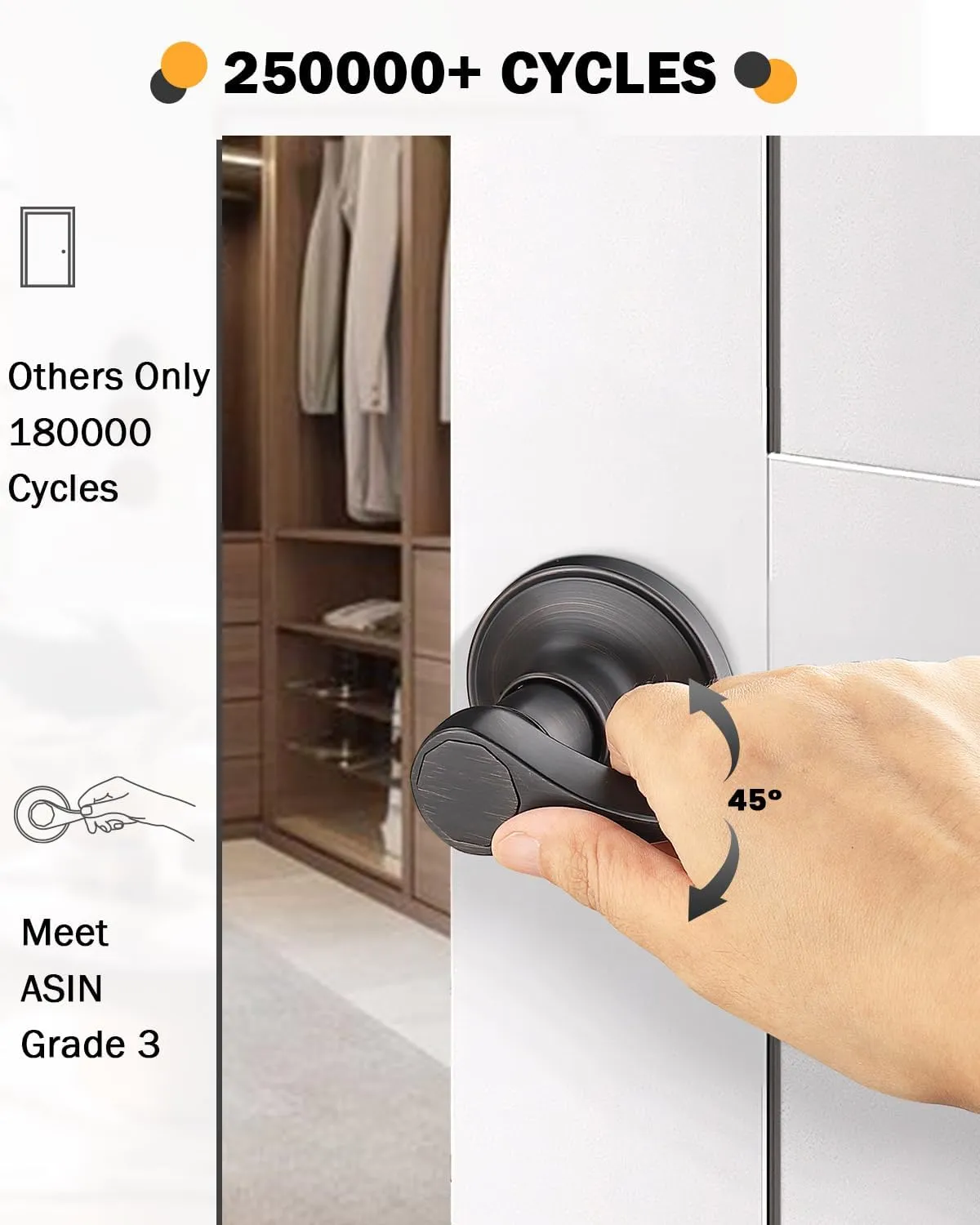 Gobrico Hall/Closet Levers in Oil Rubbed Bronze Finish - Passage Handles - 5 Pack