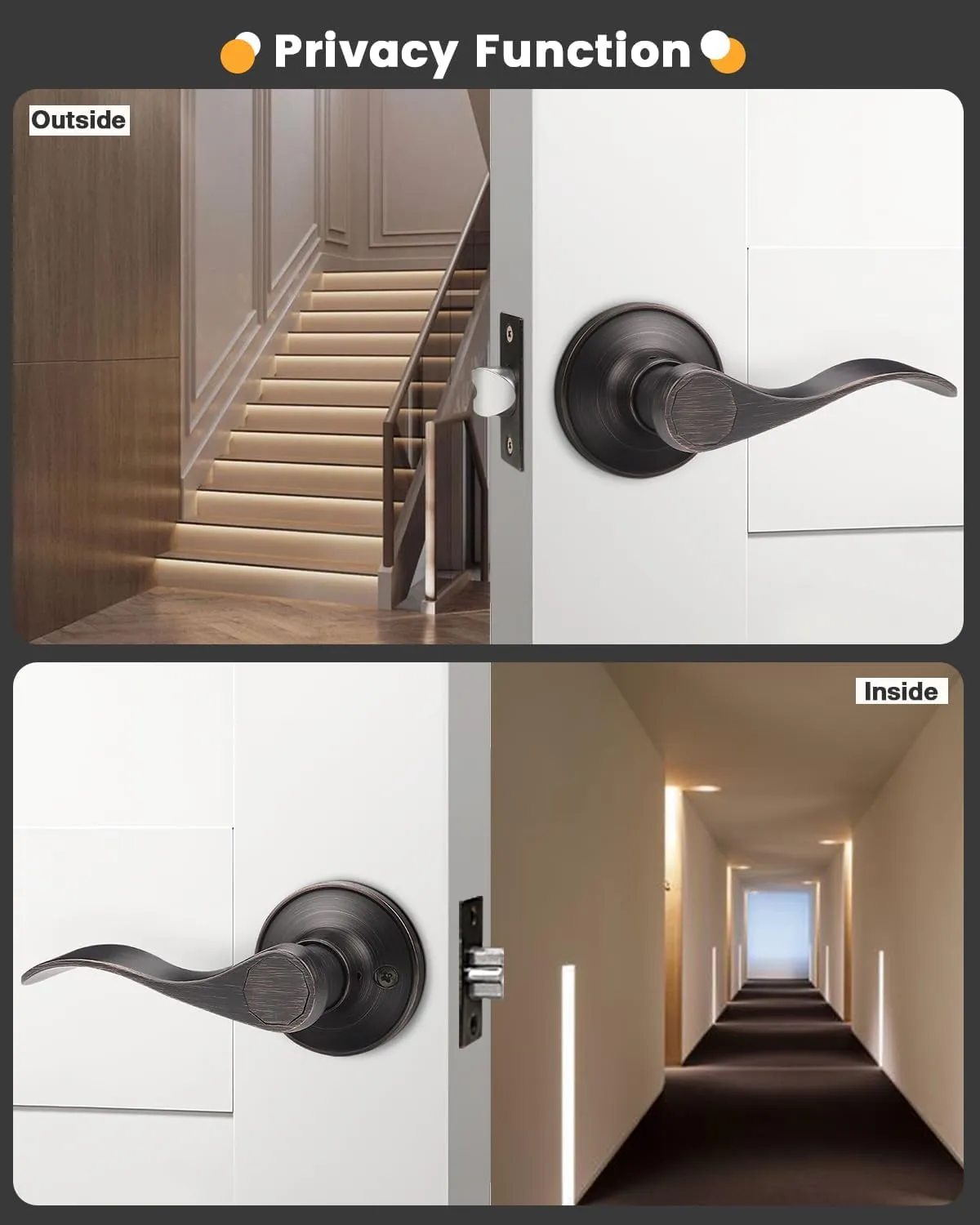 Gobrico Hall/Closet Levers in Oil Rubbed Bronze Finish - Passage Handles - 5 Pack