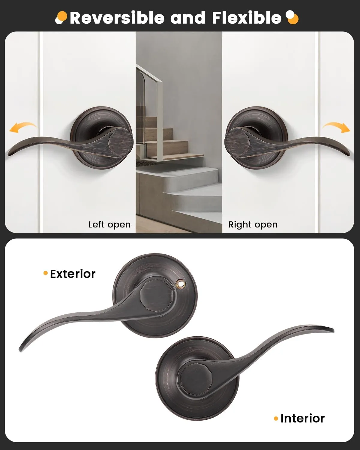 Gobrico Hall/Closet Levers in Oil Rubbed Bronze Finish - Passage Handles - 5 Pack