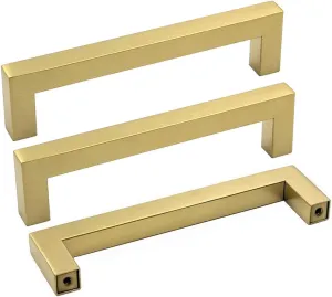 goldenwarm 10Pack 5in Brushed Gold Cabinet Pulls Gold Cabinet Handles Gold Drawer Pulls Modern Cabinet Hardware Handles for Kitchen Cabinets