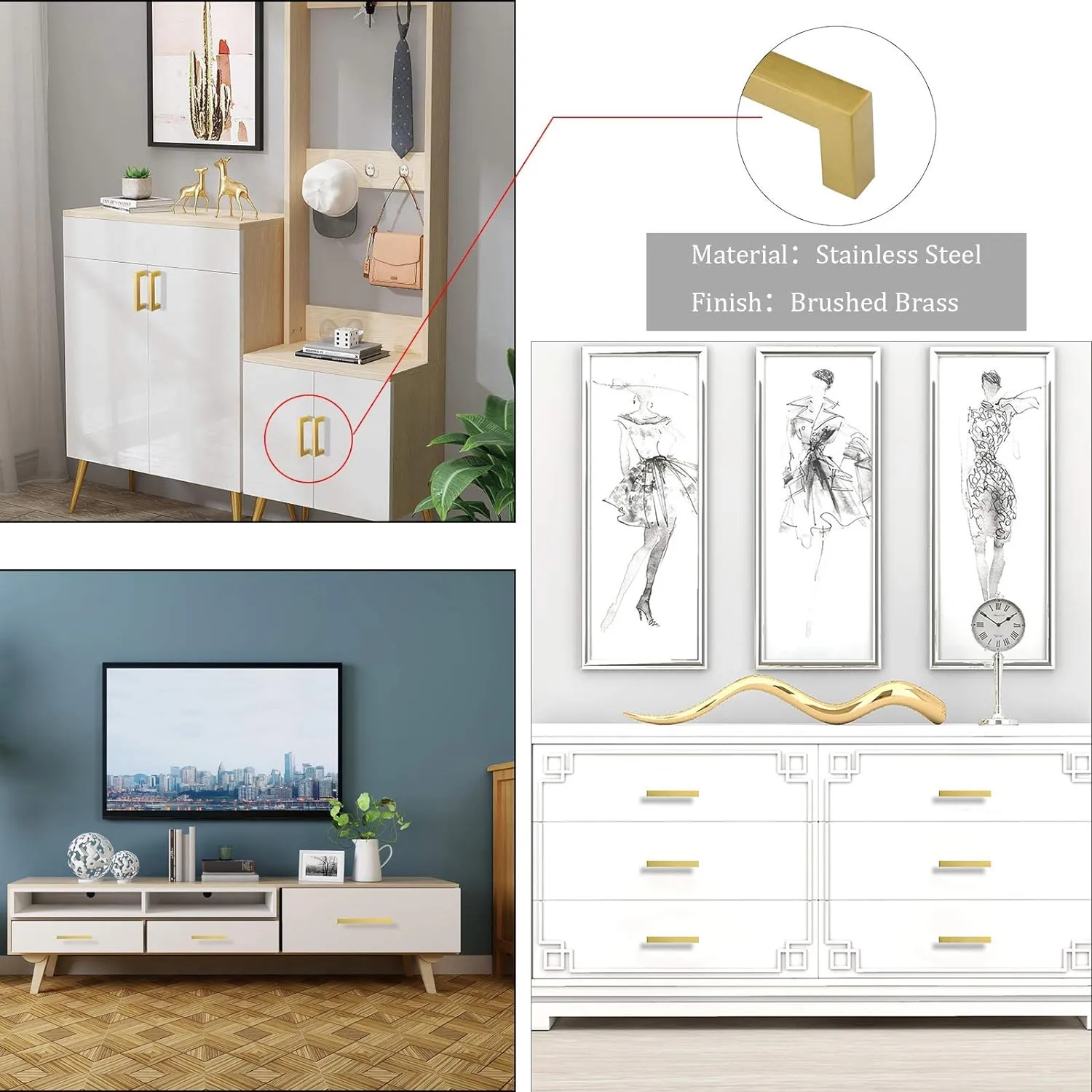 goldenwarm 10Pack 5in Brushed Gold Cabinet Pulls Gold Cabinet Handles Gold Drawer Pulls Modern Cabinet Hardware Handles for Kitchen Cabinets