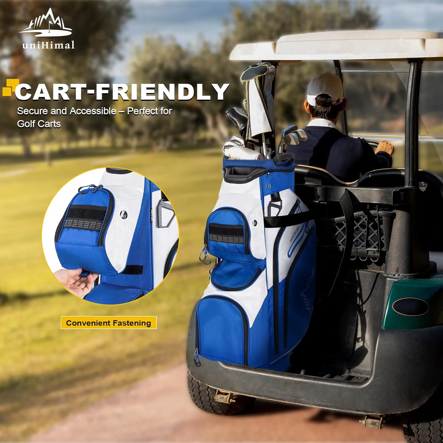 Golf Cart Bag, 15 Way Organizer Divider Top with Handles and Rain Cover