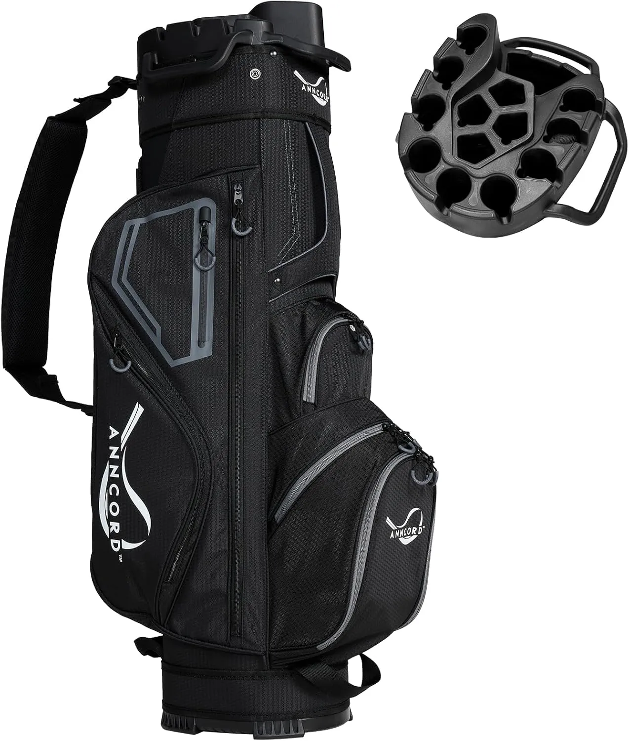 Golf Cart Bag with 14 Way Organizer Divider Top, Full Length Dividers, Golf Bag for Men Women with Handles and Rain Cover (Black)