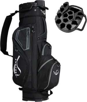 Golf Cart Bag with 14 Way Organizer Divider Top, Full Length Dividers, Golf Bag for Men Women with Handles and Rain Cover (Black)