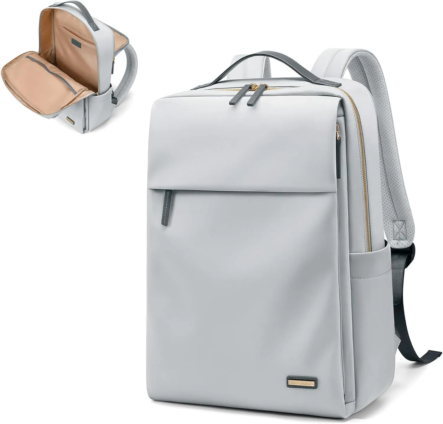 GOLF SUPAGS Travel Laptop Backpack for Women Airline Approved for Work College Travel Multi-Functional Casual Daypack Teacher Nurse Bags Fits 15.6 Inch Notebook (Pale Grey)