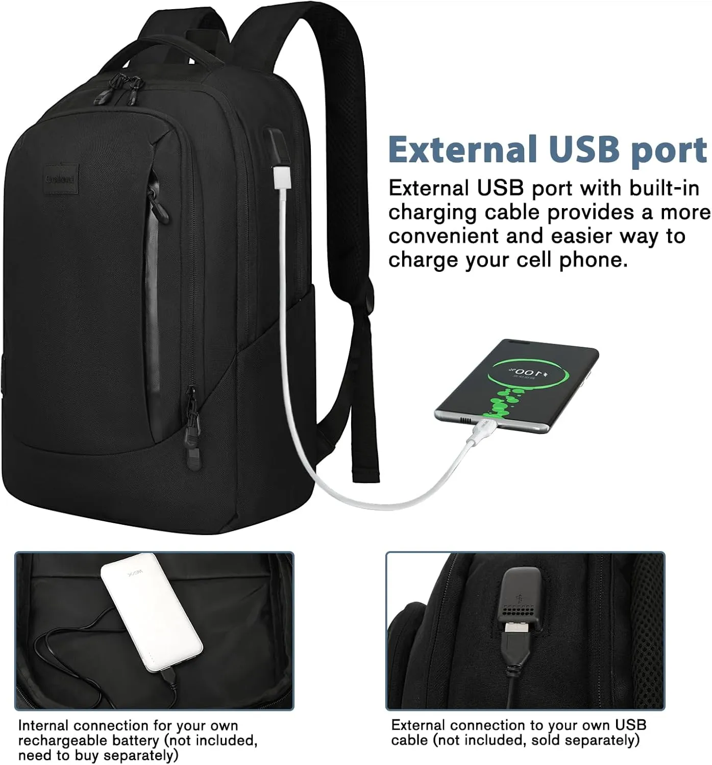 Goloni Multi-functional Travel Backpack, Large Capacity for Men Women Waterproof Business Work Bag, College Laptop Backpack with USB Charging Port, Suitable for 17-inch Computers