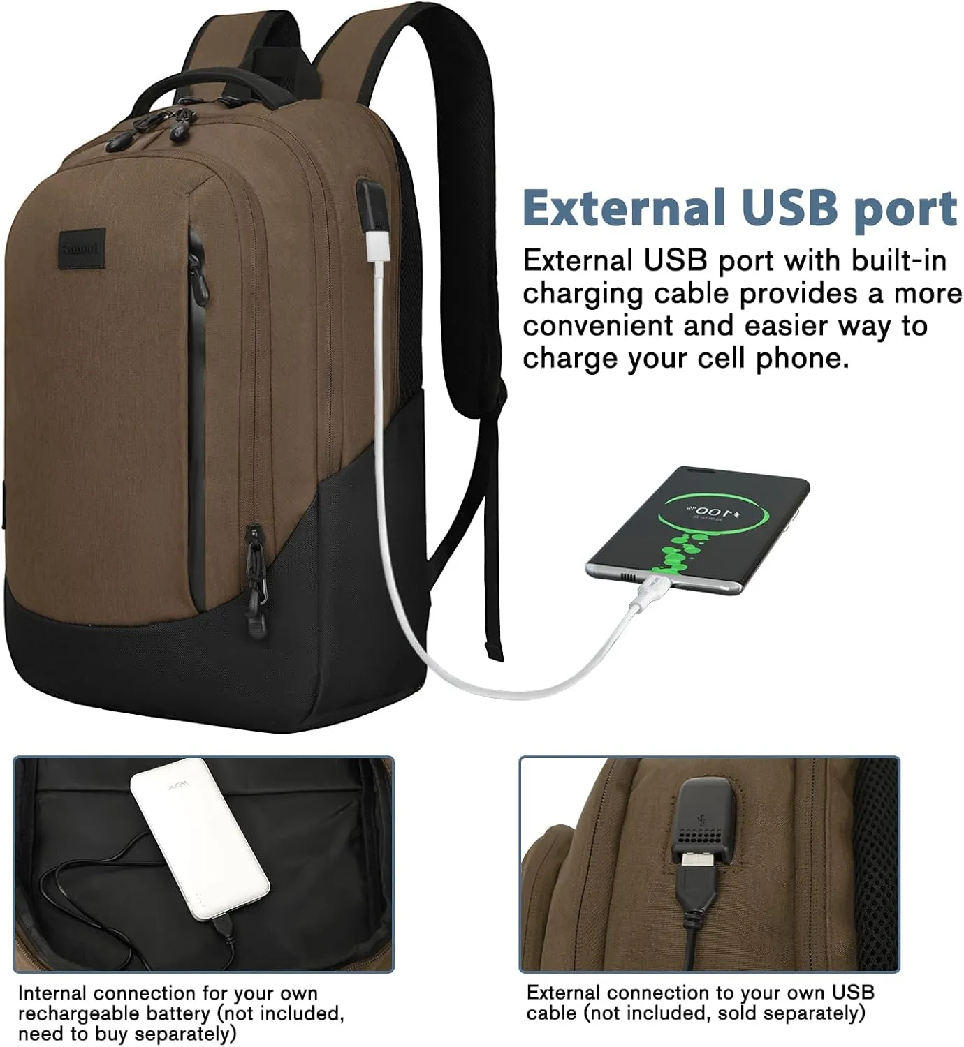 Goloni Multi-functional Travel Backpack, Large Capacity for Men Women Waterproof Business Work Bag, College Laptop Backpack with USB Charging Port, Suitable for 17-inch Computers