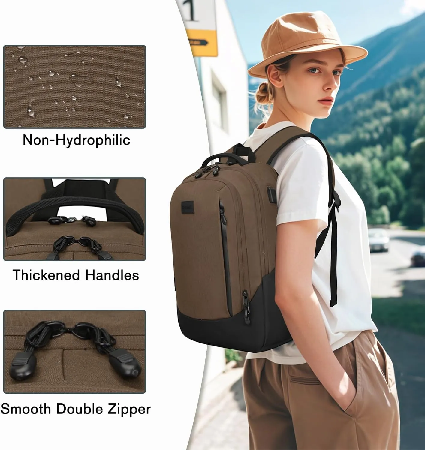 Goloni Multi-functional Travel Backpack, Large Capacity for Men Women Waterproof Business Work Bag, College Laptop Backpack with USB Charging Port, Suitable for 17-inch Computers