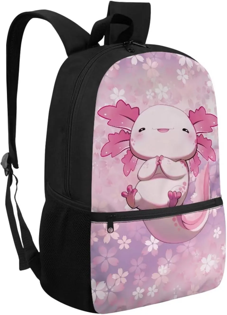 Gomyblomy 17 Inch Axolotl Backpack for Girls 6-8 8-10 Kawaii Elementary School Bookbag for Girls Large Capacity Kids School Bag with Adjustable Strap for Primary Kindergarten