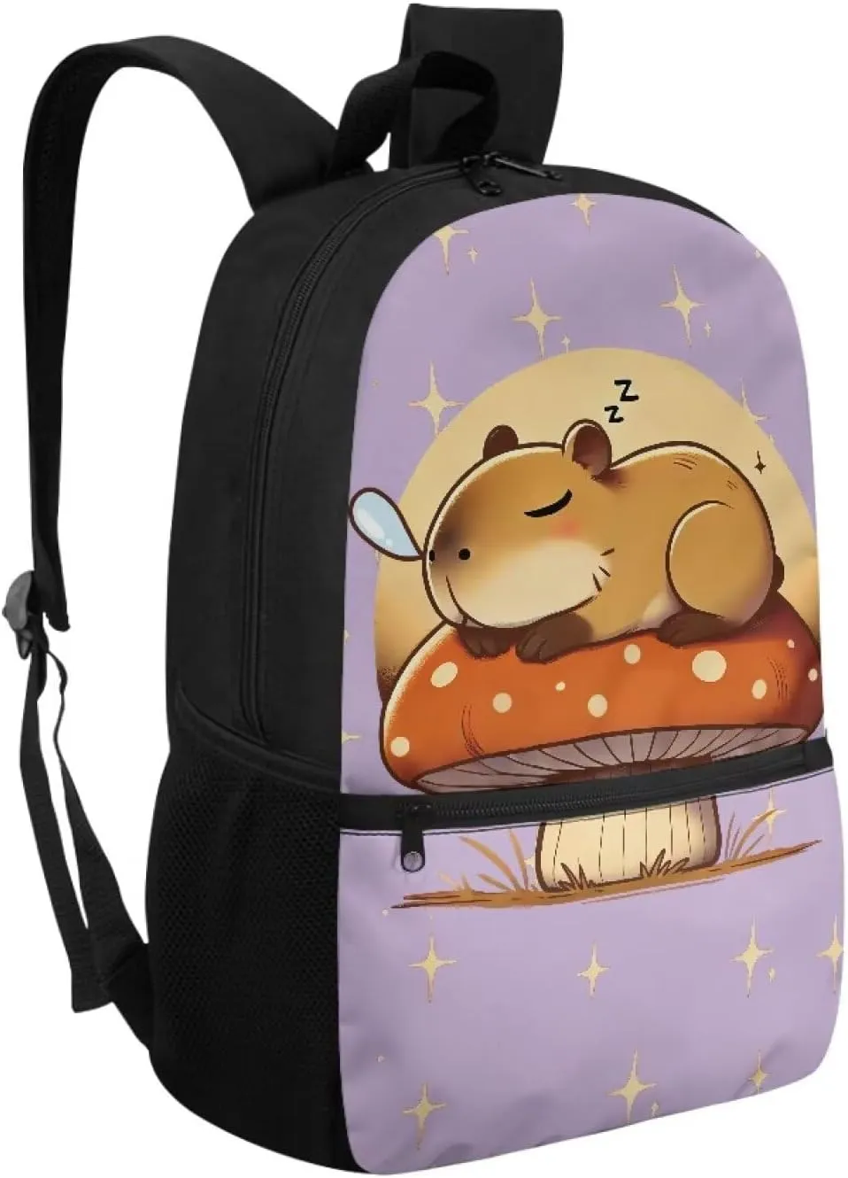 Gomyblomy Purple Mushroom Capybara Backpack for Girls 6-8 Elementary School Bag for Girls Kids Bookbag for Kindergarten Primary Schoolbag with Pockets Travel Satchel Rucksack