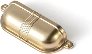 Goo-Ki 6 Pack 2 1/2 Inch Champgane Bronze Cup Pulls with Textured Strap Design, Elegant Modern Bin Handles for Kitchen & Furniture