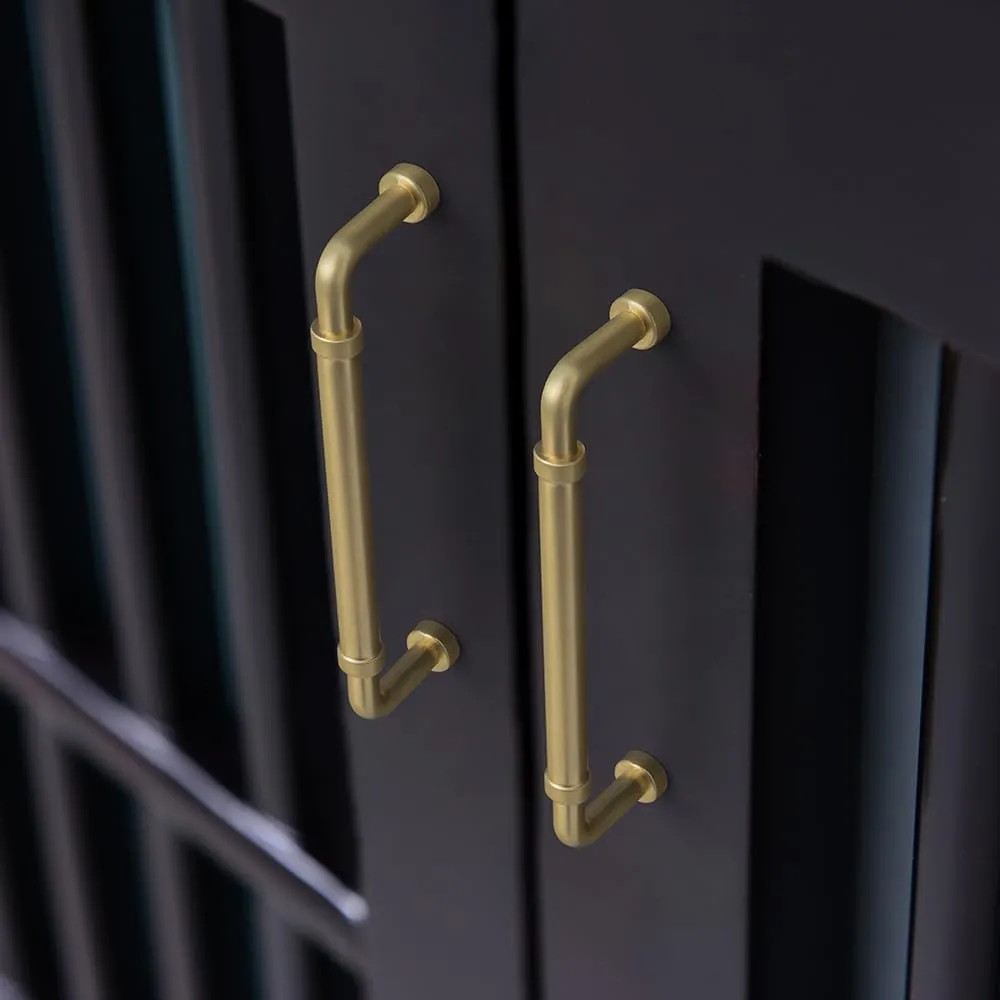 Goo-Ki 6 Pack 5 Inches Satin Gold Charm Brushed Brass Cabinet Handles - Stylish Drawer Pulls for Modern Flair