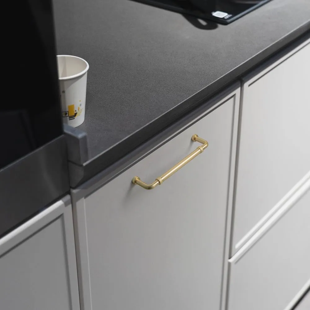 Goo-Ki 6 Pack 5 Inches Satin Gold Charm Brushed Brass Cabinet Handles - Stylish Drawer Pulls for Modern Flair