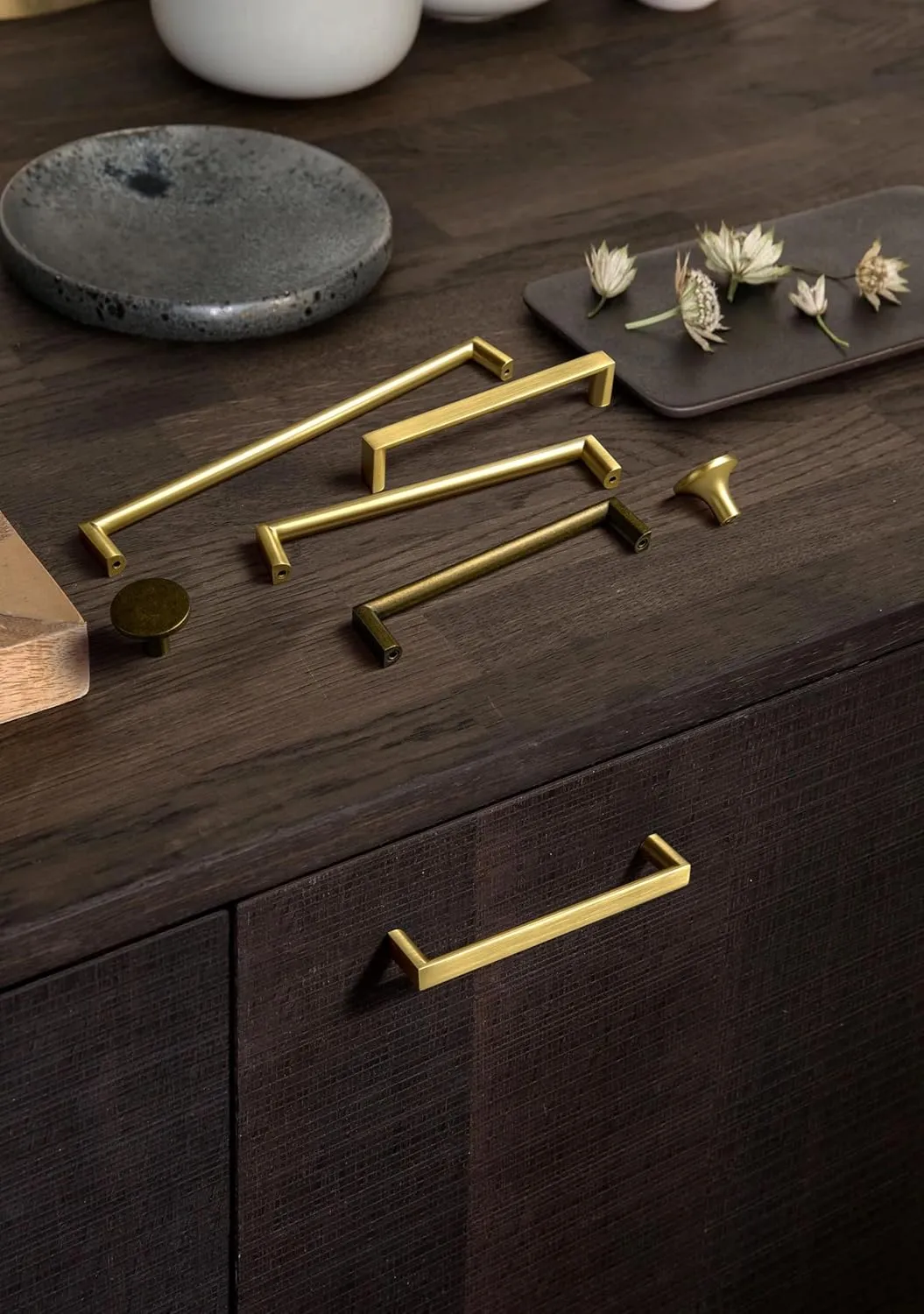 Goo-Ki (6Pack 5 Inch(128mm) Modern Brushed Brass Cabinet Pulls, Gold Cabinet Handles for Dresser,Wardrobe&Cupboard,Zinc Alloy Kitchen Cabinet Handles