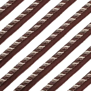 GORGECRAFT 13.67 Yards Twisted Braid Cord 5/8" Wide Polyester Woven Upholstery Basic Trim Decorative Fabric Piping Cording Ribbon for Sewing Crafting Costume DIY Home Curtain Decoration Coconut Brown