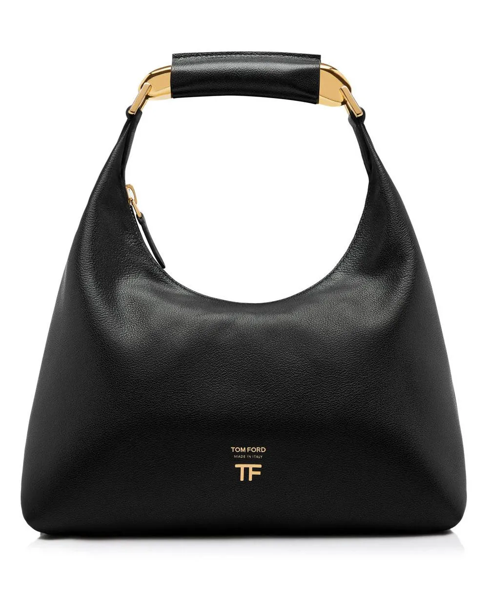 Grain Leather Bianca Hobo Bag in Black