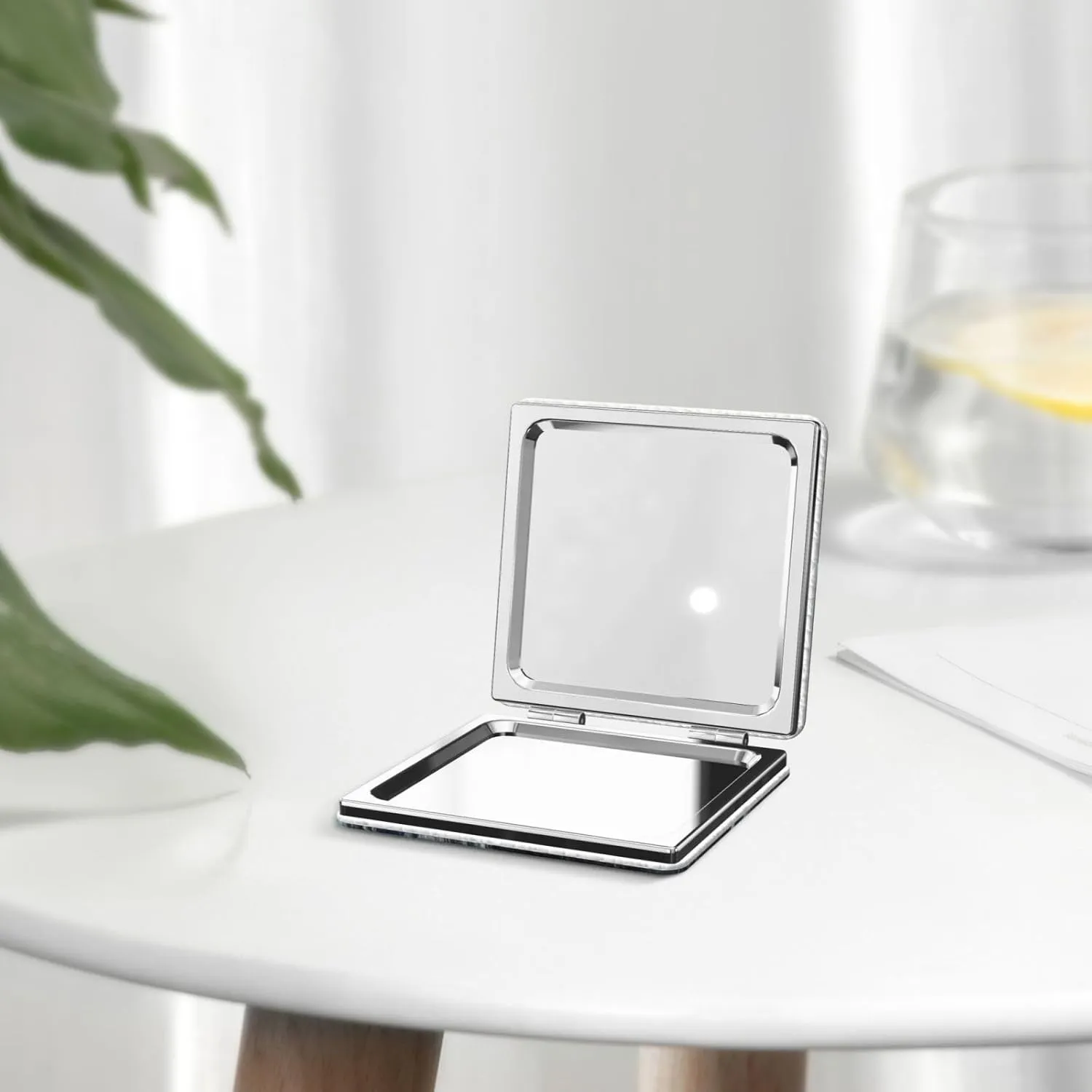 Graphics Universe Space Printed Square Pocket Makeup Mirror with 1X/2X Magnification, Portable Mini Travel Makeup Mirror for Travel Daily Work Beauty