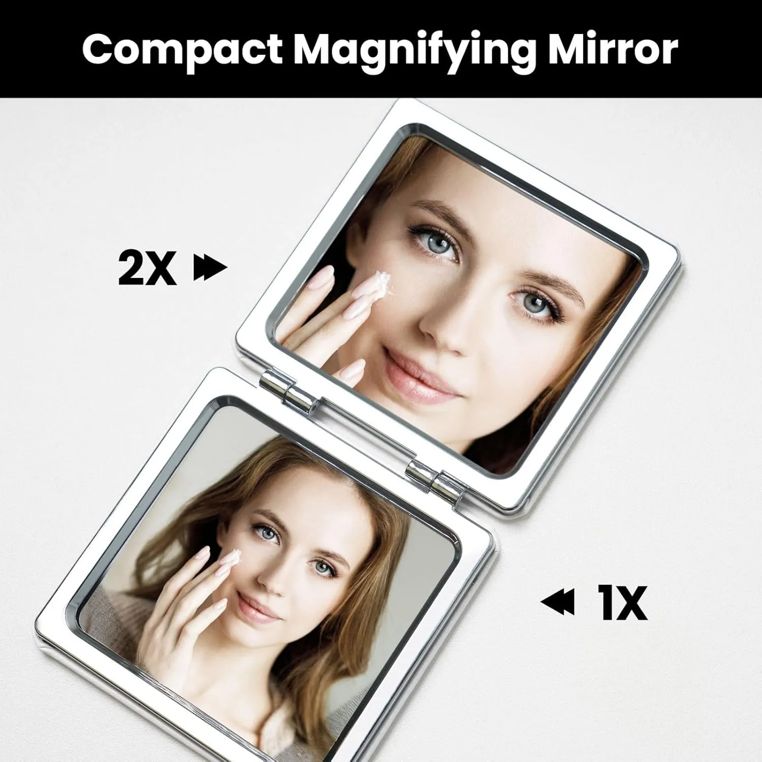 Graphics Universe Space Printed Square Pocket Makeup Mirror with 1X/2X Magnification, Portable Mini Travel Makeup Mirror for Travel Daily Work Beauty