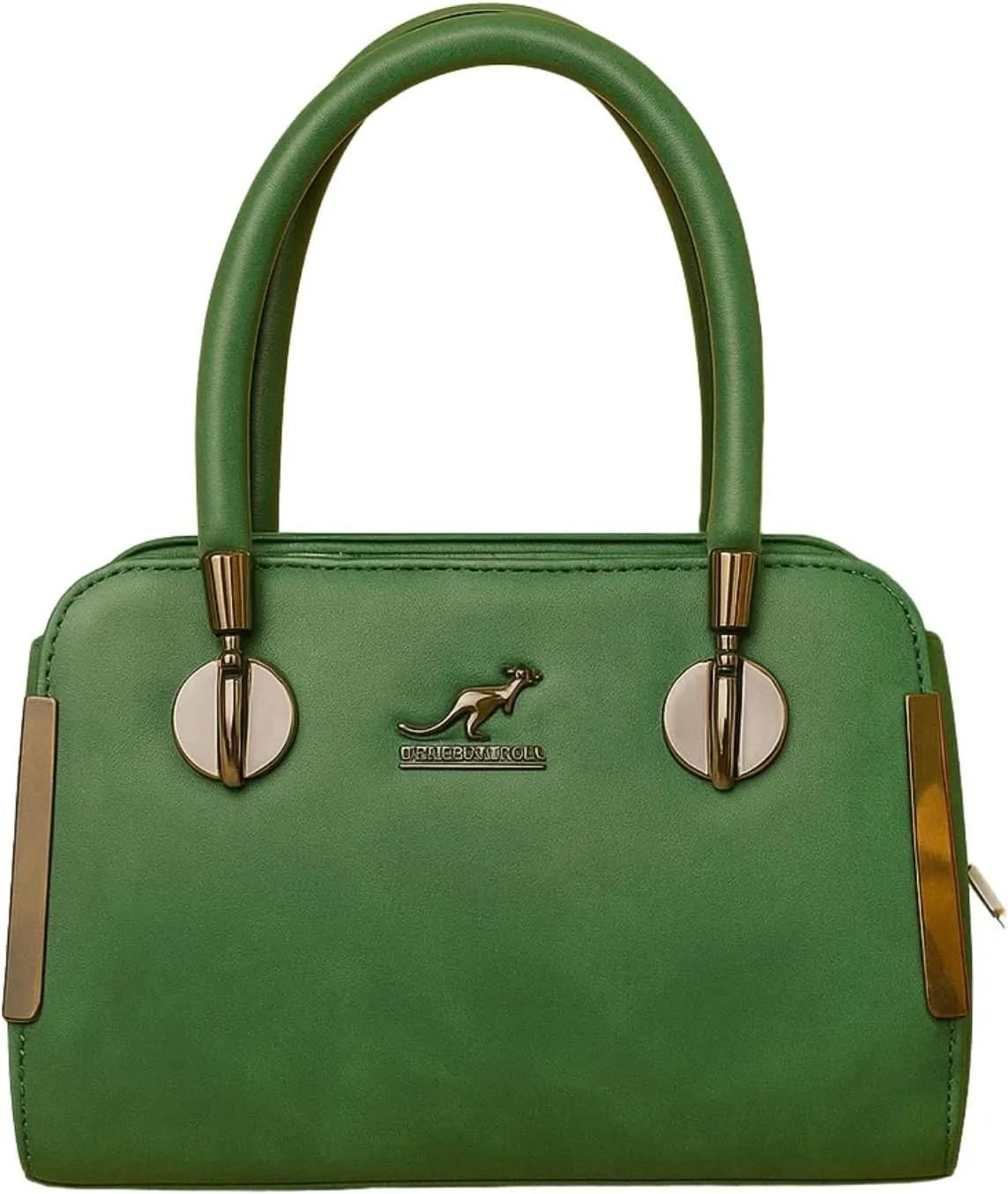 Green Handbag with Chic Texture & Padded Handles