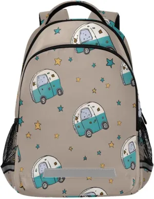 Green Truck Stars Doodle Backpack for Girls Boys School Bookbag Kids Daypack Lightweight Laptop Backpack Back to School Supplies