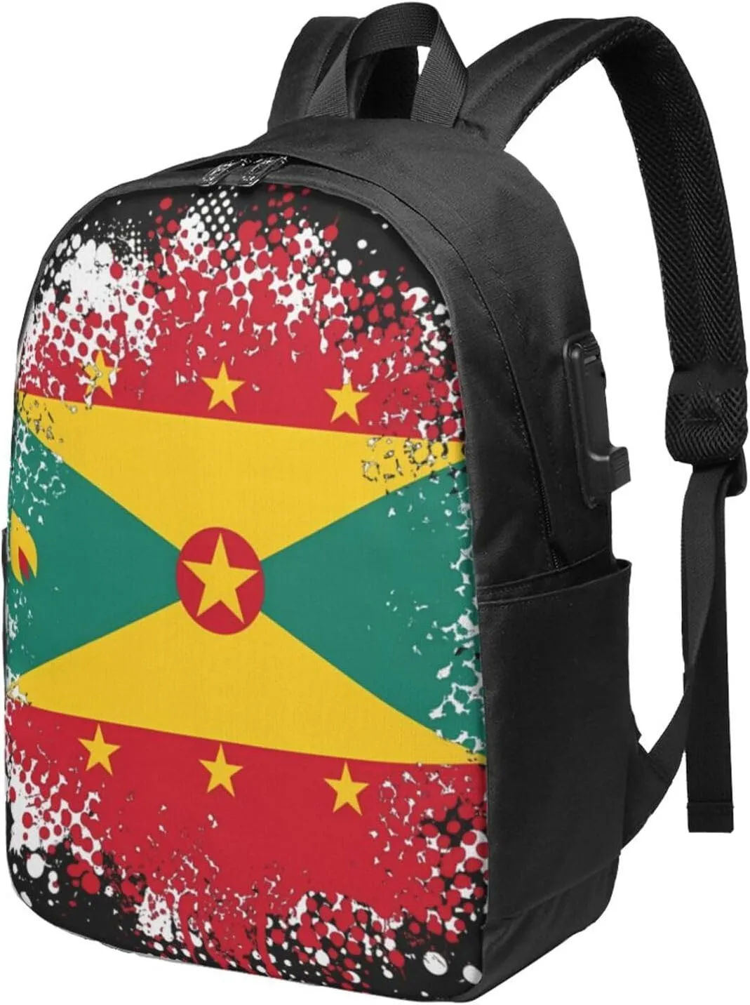 Grenada Flag Travel Backpack 17-Inch Laptop Backpacks Business Rucksack Casual Sport Daypack with USB Charging Port Carry-on Bag for Camping Biking