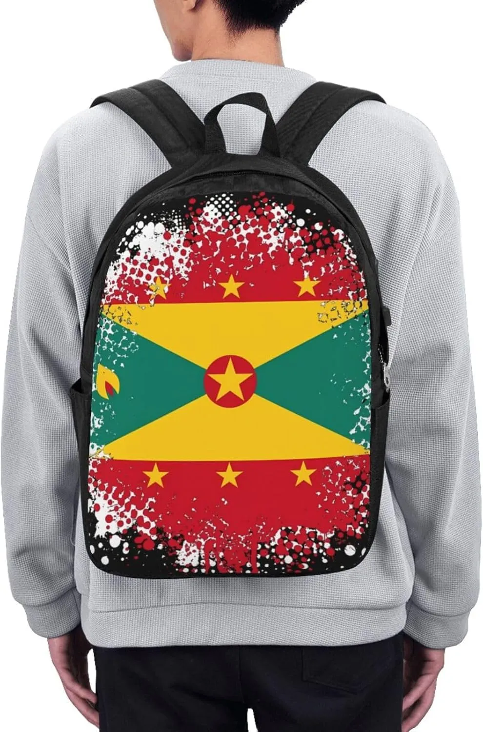 Grenada Flag Travel Backpack 17-Inch Laptop Backpacks Business Rucksack Casual Sport Daypack with USB Charging Port Carry-on Bag for Camping Biking