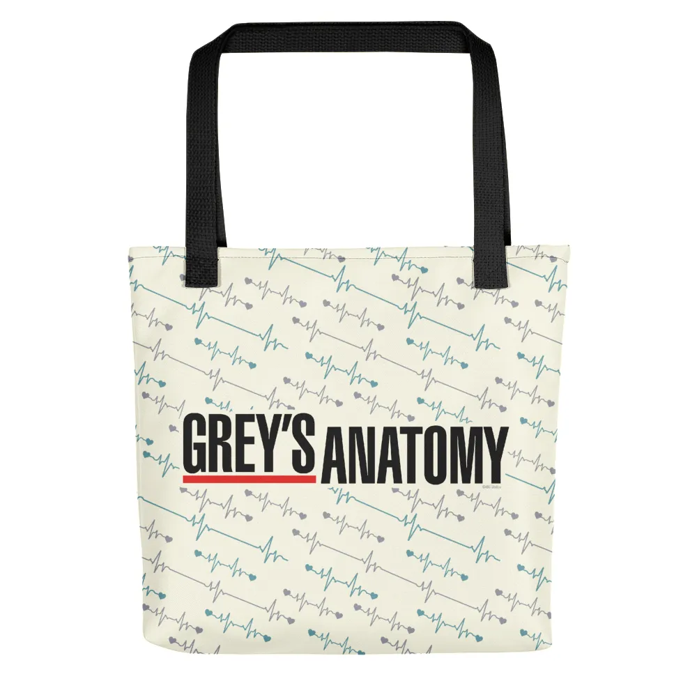 Grey's Anatomy Heartbeat Pattern with Logo Premium Tote Bag