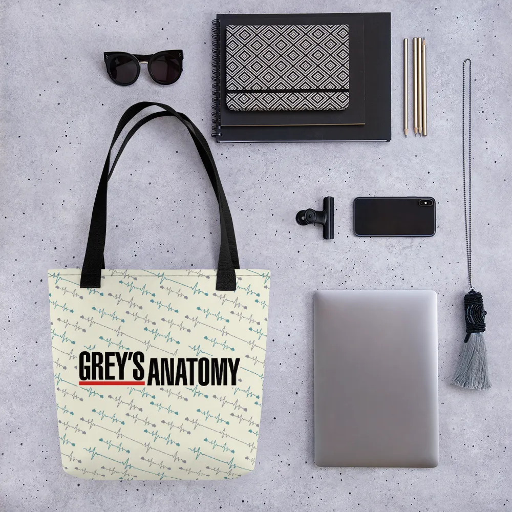 Grey's Anatomy Heartbeat Pattern with Logo Premium Tote Bag
