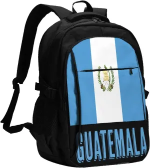 Guatemala Guatemalan Flag Business Laptop Backpack Travel Backpacks Outdoor Rucksack Large Bag Daypack with USB Charging Port Multi-Pocket for Hiking Camping