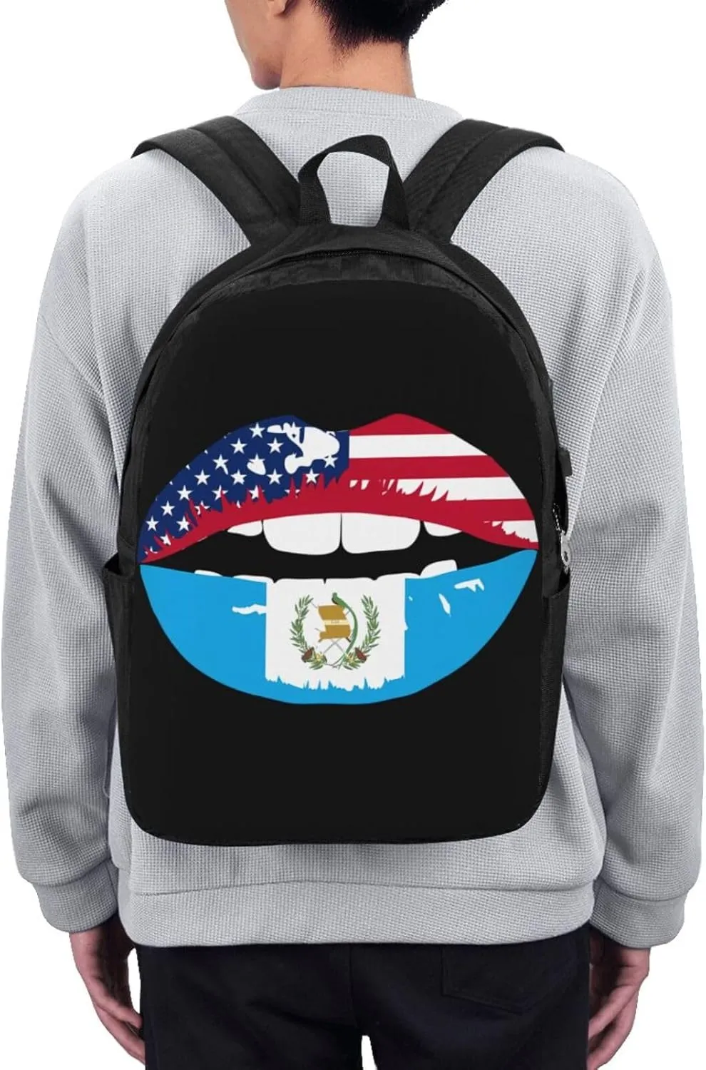 Guatemala Guatemalan Flag Lips Laptop Backpacks Travel Backpack Casual Business Daypack Sport Rucksack Computer Bag Fits up to 17 Inch Notebook with USB Port