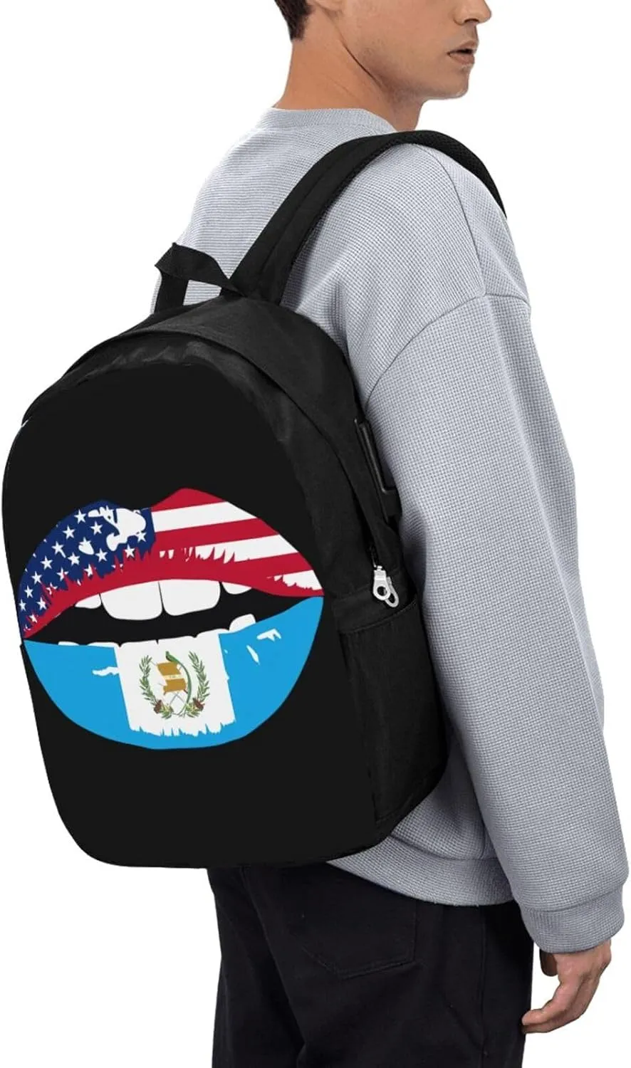 Guatemala Guatemalan Flag Lips Laptop Backpacks Travel Backpack Casual Business Daypack Sport Rucksack Computer Bag Fits up to 17 Inch Notebook with USB Port