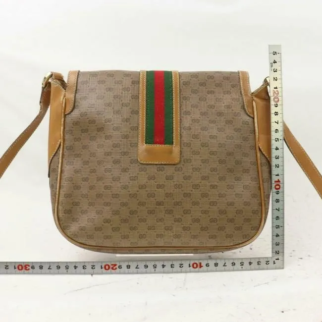 Gucci Vintage Line Cross Bodyshoulder Brown Micro Guccissima Print On Camel Coated Canvas With Camel