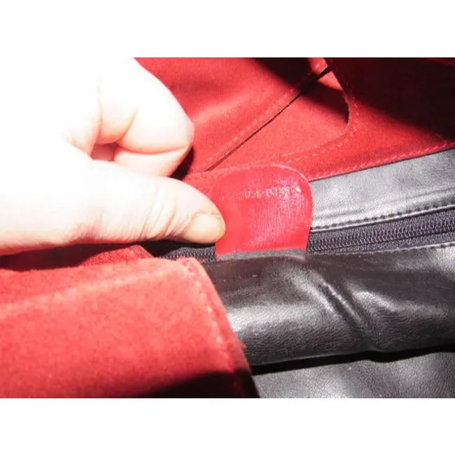 Gucci Vintage Red Suede And Leather Tote