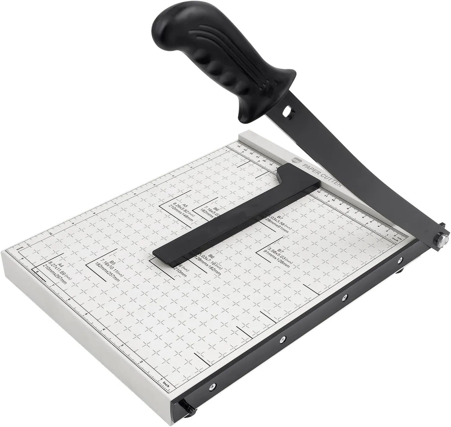 Guillotine Paper Cutter, 12 Inch Heavy Duty Guillotine, 12 Sheet Capacity Stack Paper Trimmer with Safety Blade Lock, 12" Cutting Length and Paper Cutter Slicer for Office Home School