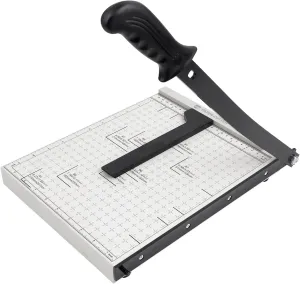 Guillotine Paper Cutter, 12 Inch Heavy Duty Guillotine, 12 Sheet Capacity Stack Paper Trimmer with Safety Blade Lock, 12" Cutting Length and Paper Cutter Slicer for Office Home School