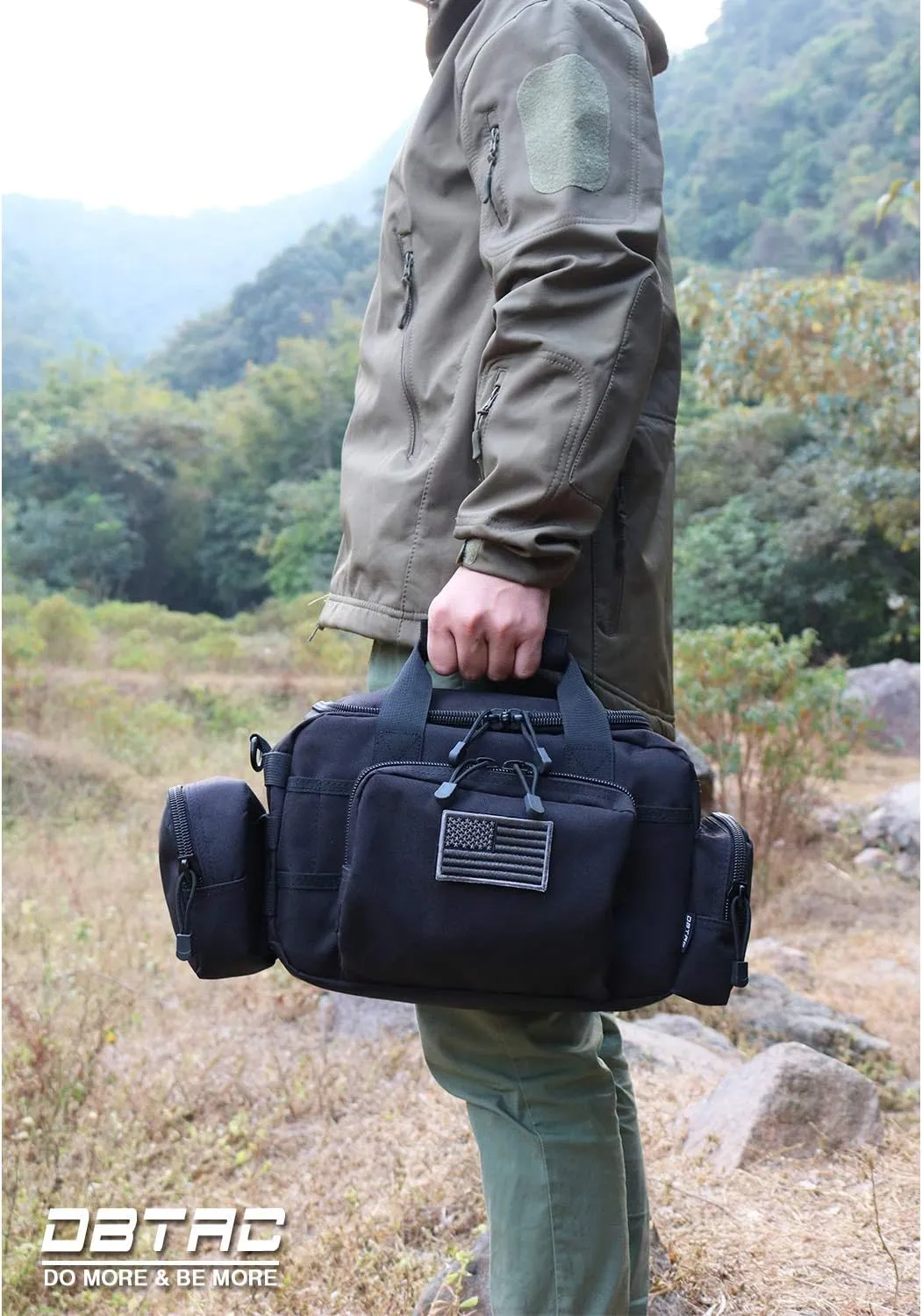 Gun Case Bag Small | Tactical 2-Pistol Bag Handgun Duffle Bag w/Lockable Zipper for Shooting Range Hunting Sports | US Flag Patch   MOLLE Pouch   Universal Holster Included