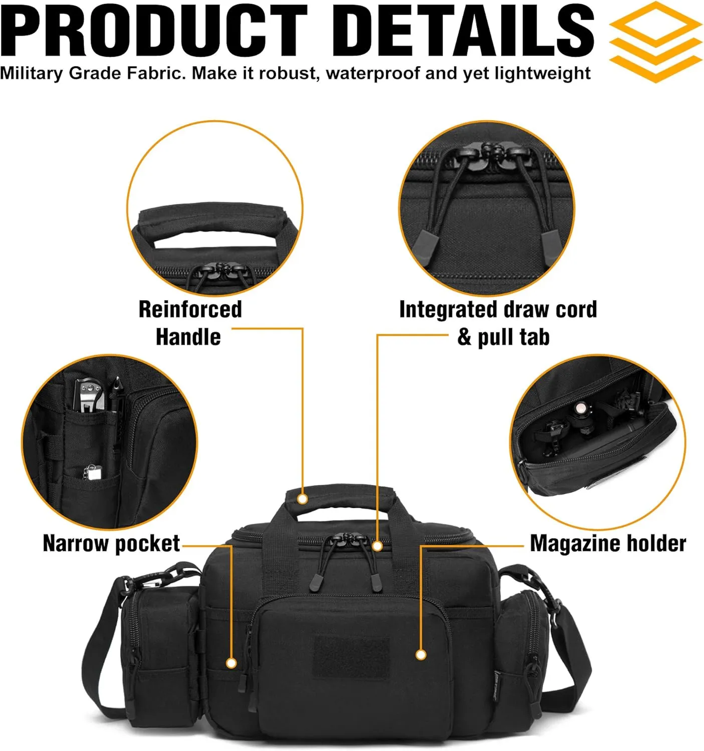 Gun Case Bag Small | Tactical 2-Pistol Bag Handgun Duffle Bag w/Lockable Zipper for Shooting Range Hunting Sports | US Flag Patch   MOLLE Pouch   Universal Holster Included