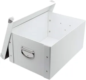 GUOZI Collapsible Storage Box, Decorative Memory Box with Lid & Metal Reinforced Corners, Cardboard File Bin with Handles, Organizer Gift Box for Keepsake Toy Photos Office Nursery Wardrobe Bookshelf