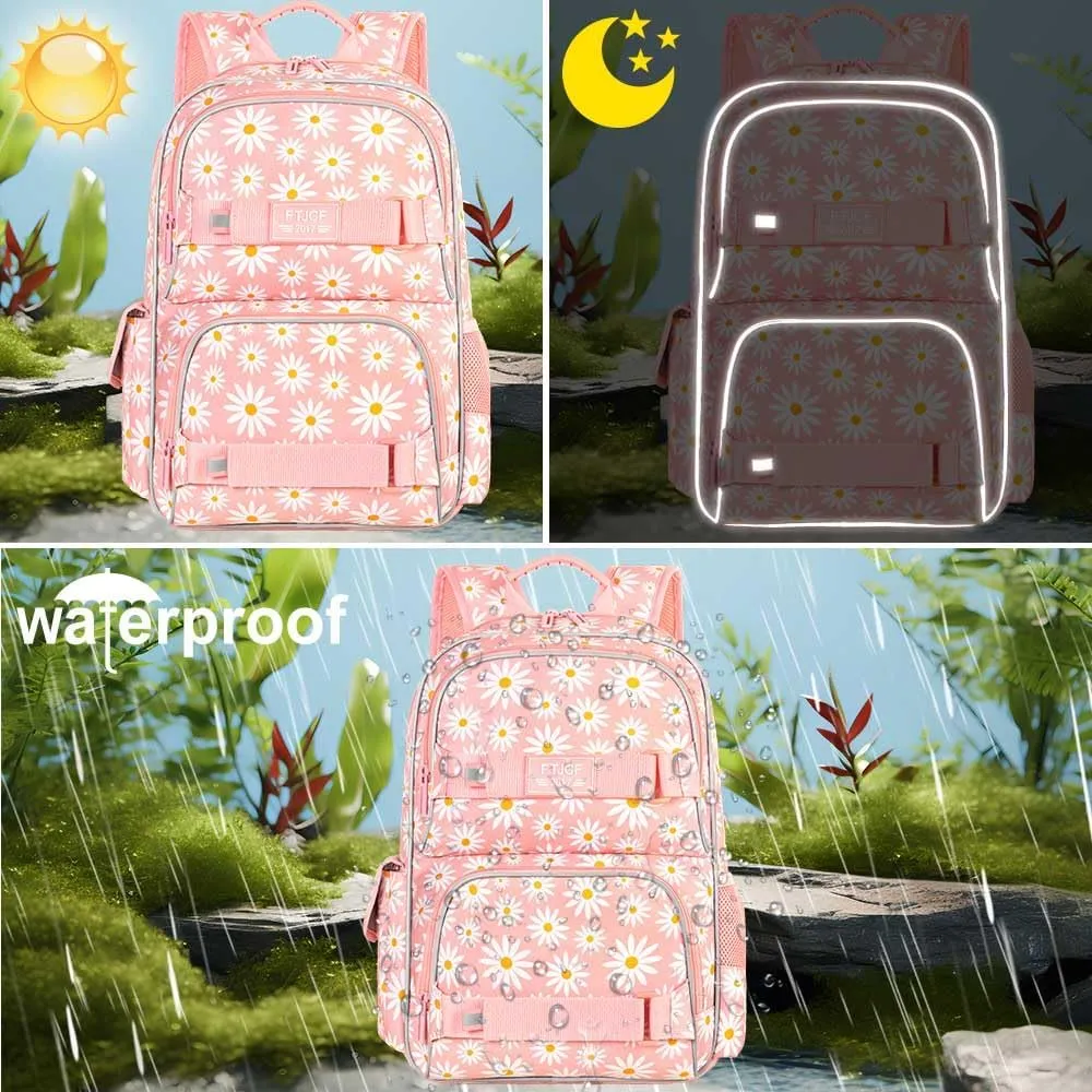 gxtvo 3PCS Girls Backpack, Water Resistant Womens School Bag With Lunch Box, 17 Inch Bookbag Set for College Teenagers.