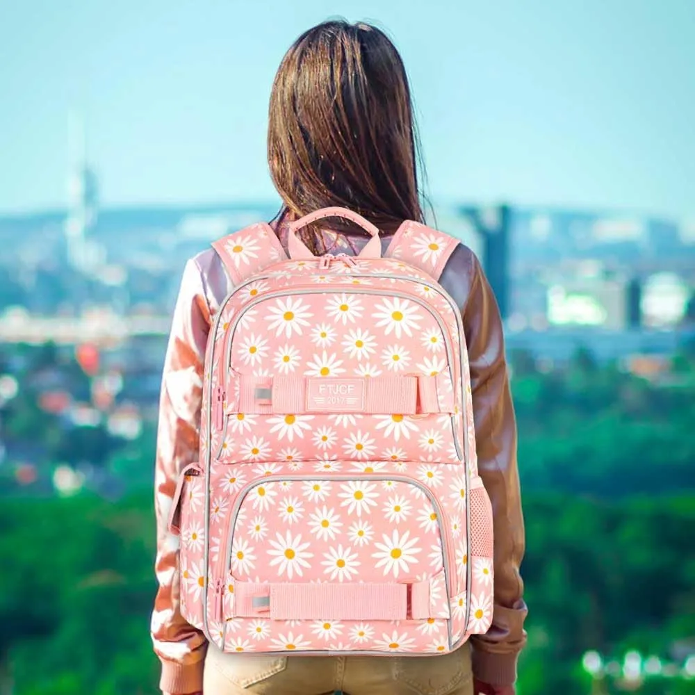 gxtvo 3PCS Girls Backpack, Water Resistant Womens School Bag With Lunch Box, 17 Inch Bookbag Set for College Teenagers.