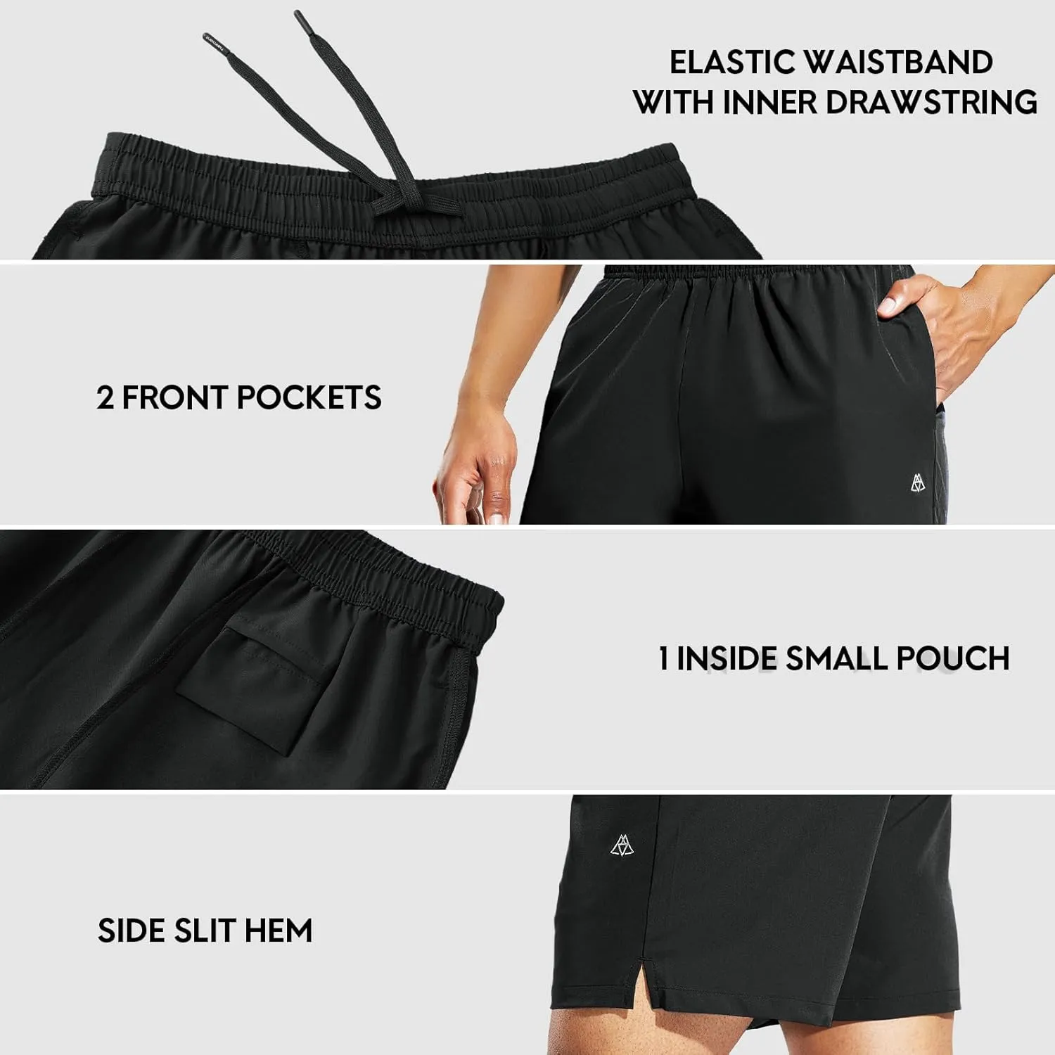 Haimont Men's Athletic Running Shorts 5 Inches for Gym Sports Active Workout with Pockets, Quick Dry, Water Resistant