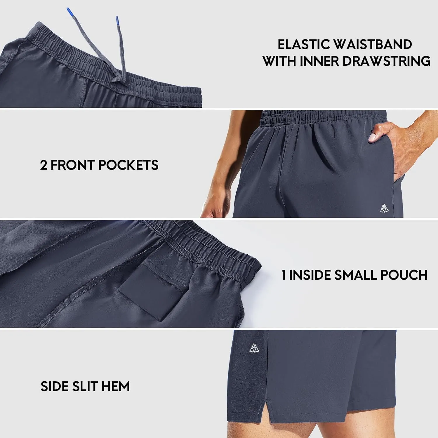 Haimont Men's Athletic Running Shorts 5 Inches for Gym Sports Active Workout with Pockets, Quick Dry, Water Resistant