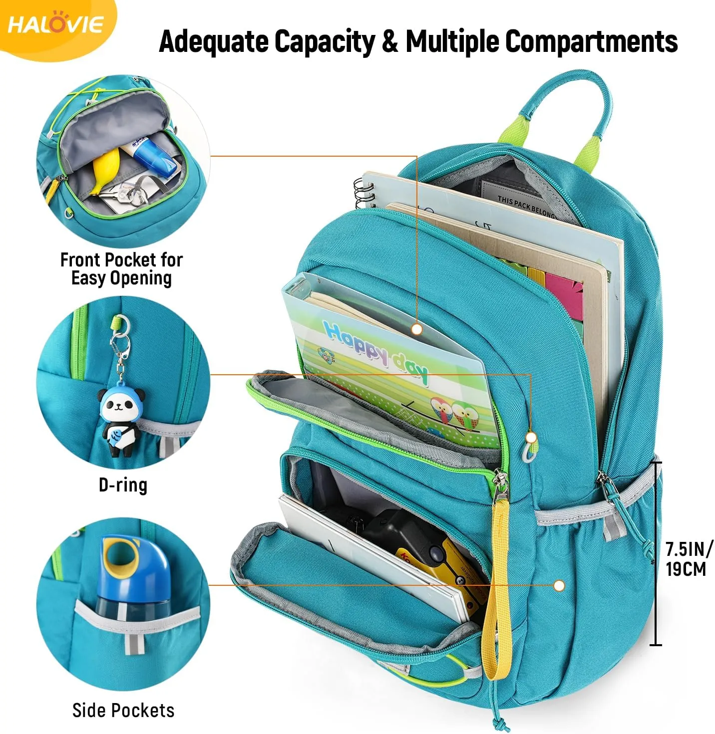 HALOVIE Kids Travel Backpack Lightweight Small Kids Daypack Preschool Kindergarten Children SchoolBag for Boys Girls