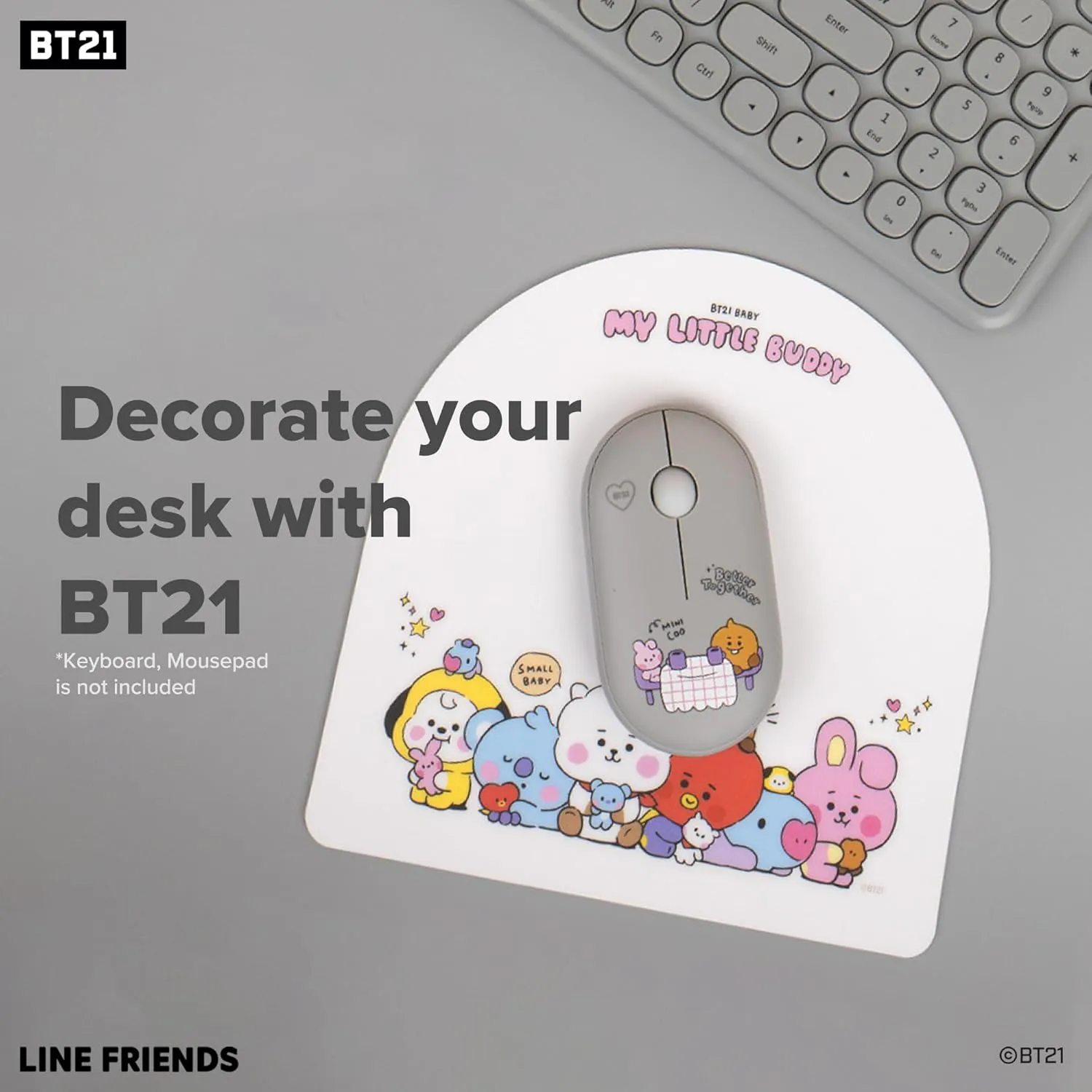 Hamee BT21 My Little Buddy Series Mouse [Computer Mouse Wireless Cute] [Silent Nano Receiver Mouse Office Birthday] [BT21 Mouse] for Laptop, iPad, MacOS, PC, Windows, Android - KOYA