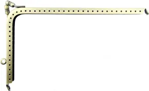 HAND® Large 175 x 105 mm Brass Tone L-Shaped Purse Frame with Decorative Clasp and Perforations
