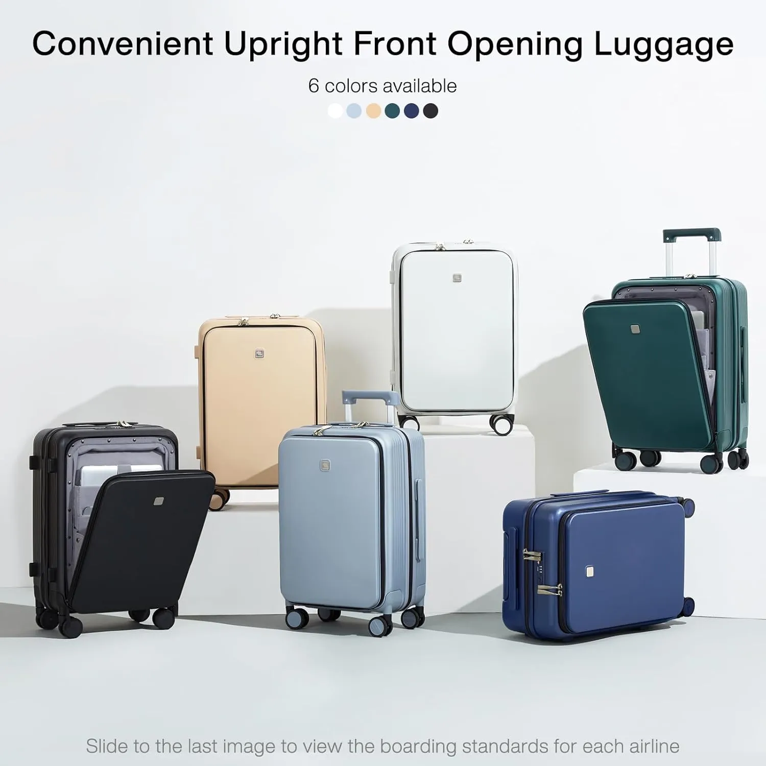 Hanke Grace Carry On Luggage with Wheels Airline Approved Hard Shell Suitcases with Front Pocket，Top Opening Luggage with TSA Lock for Short Business Travel， Jet Black.